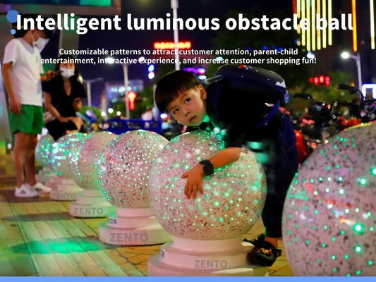 ZENTO China Solar Luminous Road Block Car Stop Led Anti-Kollision Granite Stone Bollard Penjaga Luar Ruang
