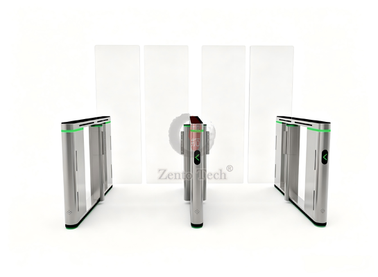 Pintu Putar Gerbang Kecepatan Otomatis Zento dengan Indikator LED Penghalang Kaca 1700mm untuk Gedung Perkantoran Bandara