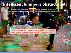 ZENTO China Solar Luminous Road Block Car Stop Led Anti-Kollision Granite Stone Bollard Penjaga Luar Ruang